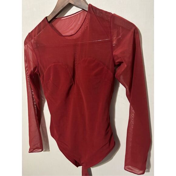 NWOT Popilush Women's Small Red Long Sleeve Bodysuit Shapewear - Picture 2 of 4